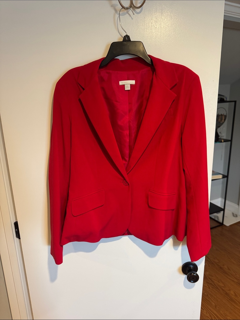New York & Company Vibrant Red Single-Button Notch Lapel Blazer